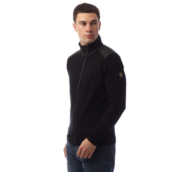 Belstaff Mens Kelby Zip Cardigan in Black Wool - Size 2XL