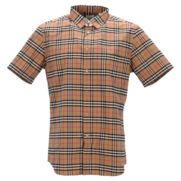 Burberry Mens Checked Shirt - Beige Cotton - Size Large