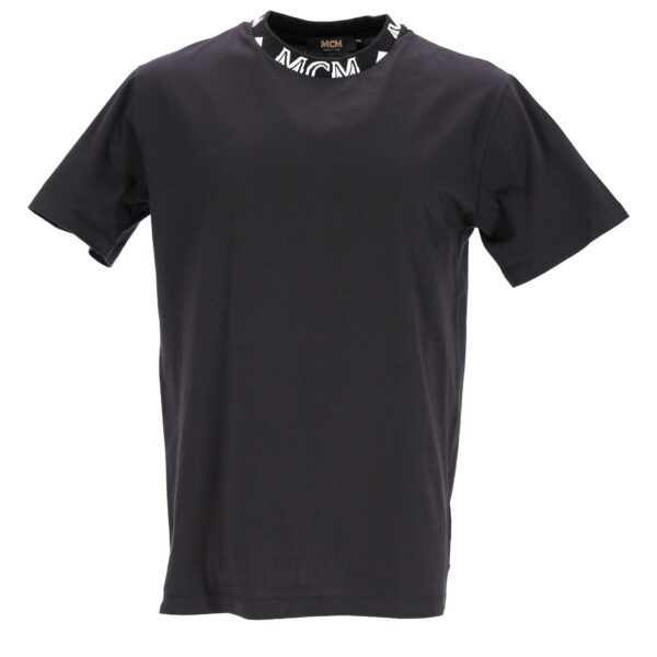 MCM Mens T-Shirt logo collar - Black Cotton - Size Medium