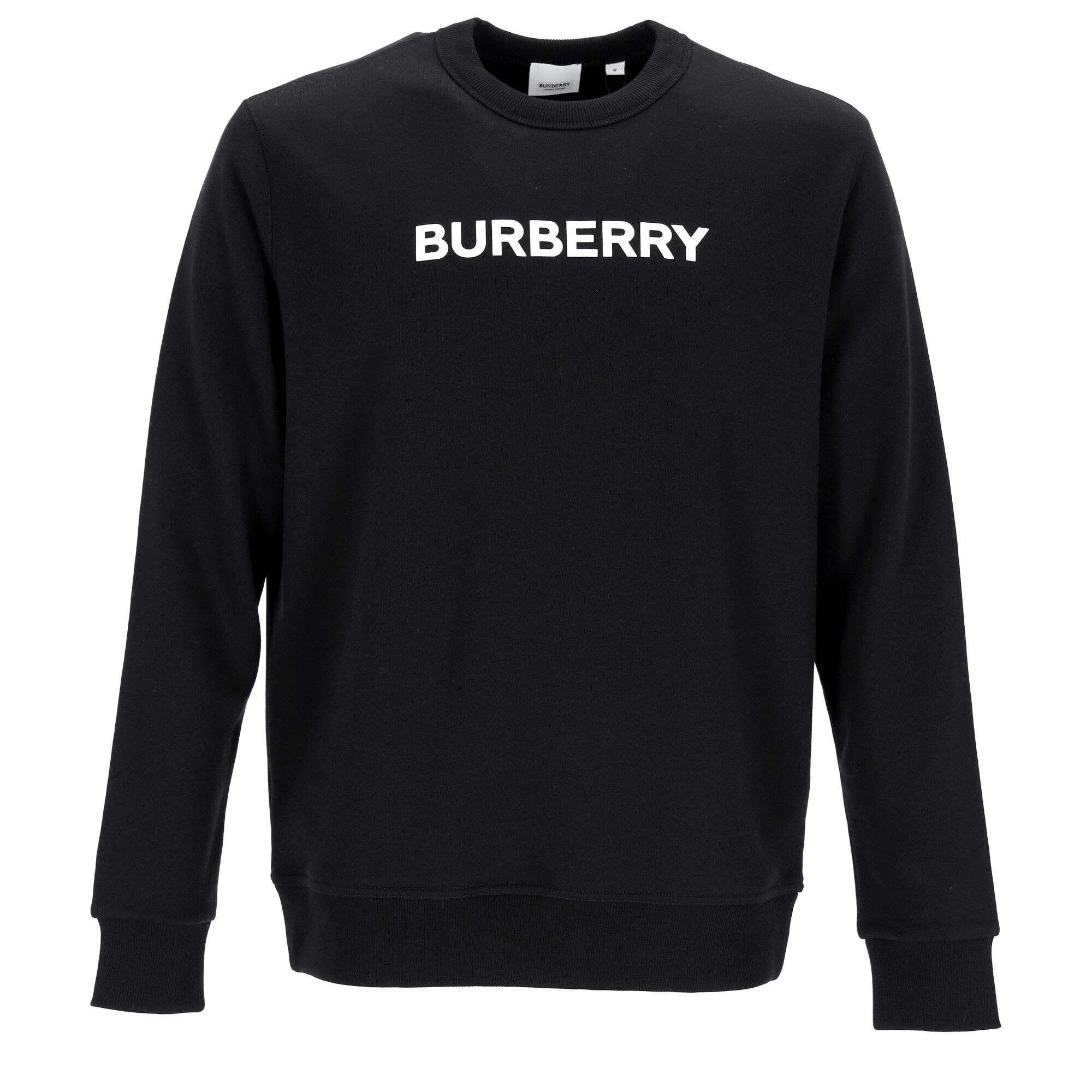Burberry Mens Logo Print Sweatshirt - Black Cotton - Size Medium