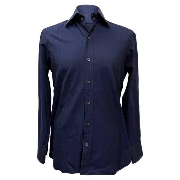 Tom Ford Pre-owned Mens Tom Long Sleeve Shirt in Navy Blue Cotton - Size EU 40 (Mens)