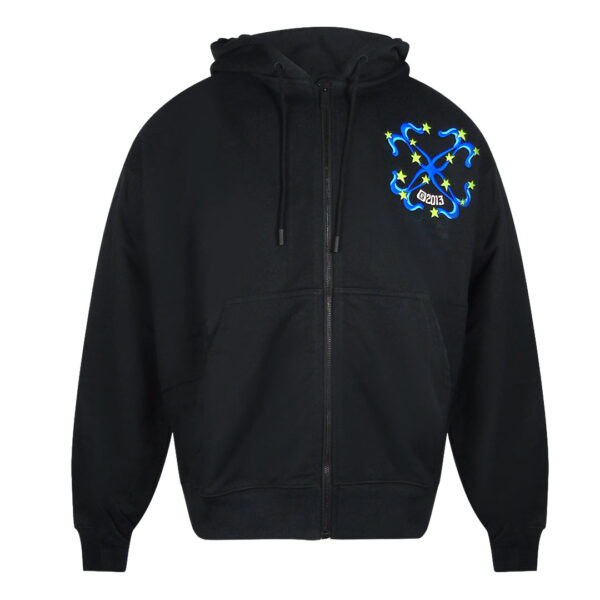 Off-White Mens Hammer Skate Zip Hoodie Black Cotton - Size Medium