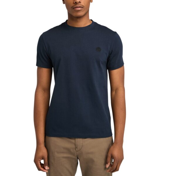 Timberland Mens T Shirts Classic Logo Summer Crew Neck Dunstan River Tops New - Navy Cotton - Size X-Small