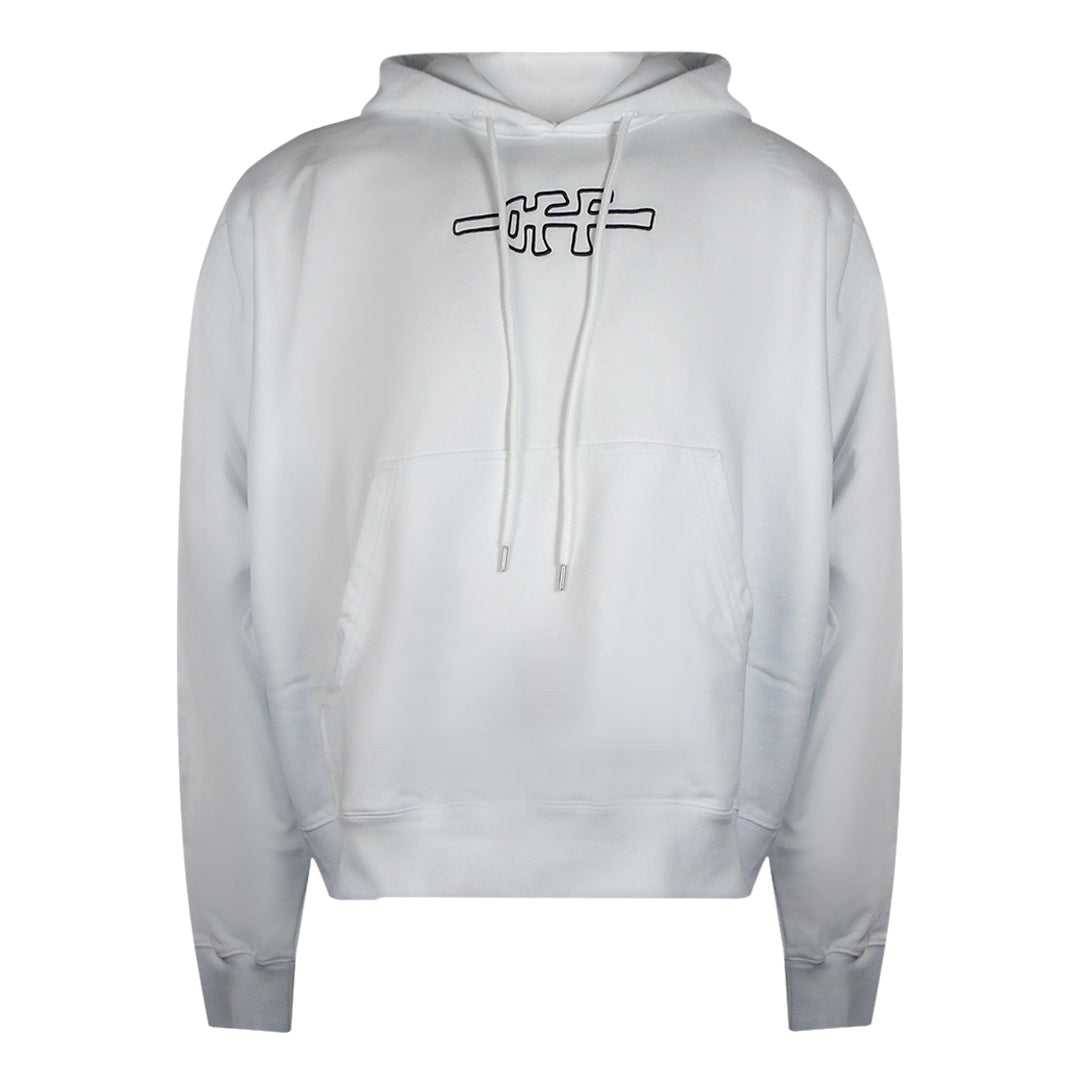 Off-White Mens Off Line Skate Hoodie White - Cream Cotton - Size X-Large