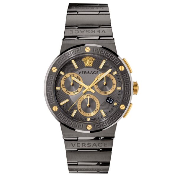 Versace Greca Logo Mens Watch - Luxury Timepiece for Stylish Men - Grey Stainless Steel - One Size