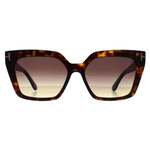 Tom Ford Cat Eye Womens Shiny Dark Havana Brown Gradient Winona FT1030 - One Size