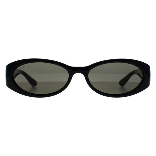 Gucci Oval Womens Shiny Black Gold Grey GG1660S - One Size