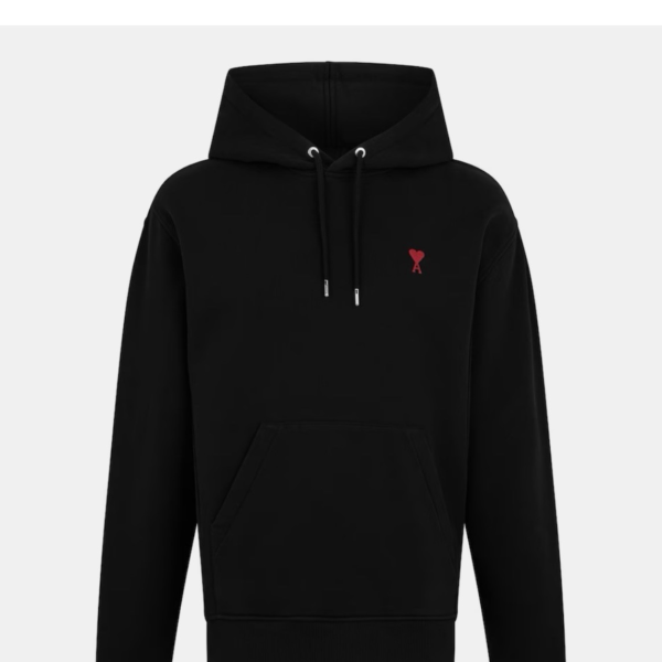 Ami Paris Mens Unisex Hoodie - Black Cotton - Size X-Small