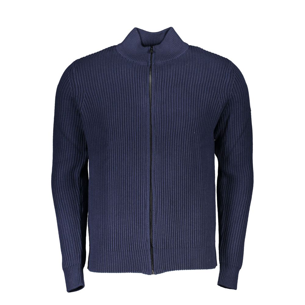North Sails Mens Ribbed Zip Cardigan Model No23338 - Dark Blue Cotton - Size Large