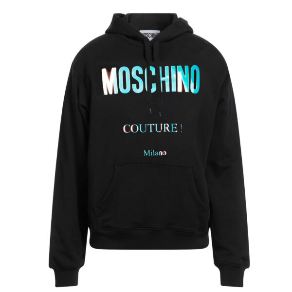 Moschino Mens Bold Logo Black Hoodie Cotton - Size Medium