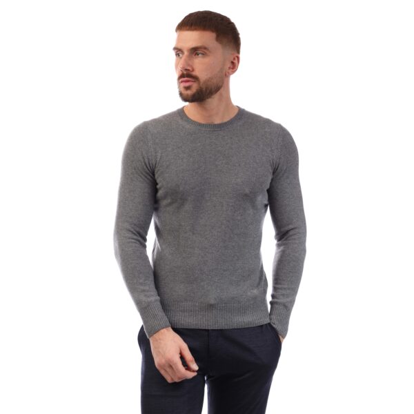 Emporio Armani Mens Crewneck Sweater in Grey Cashmere - Size X-Large
