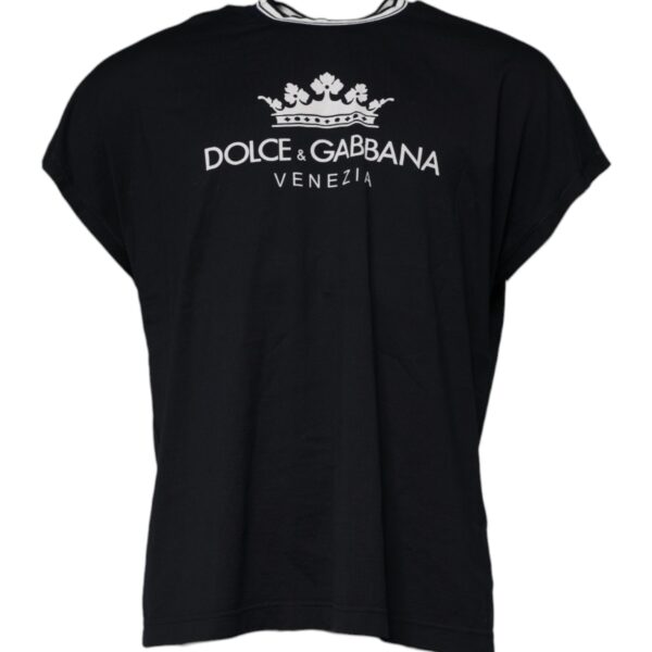 Dolce & Gabbana Mens Crown Logo Tee Venice - Black Cotton - Size EU 44 (Mens)