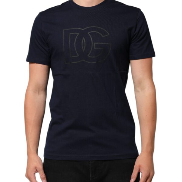 Dolce & Gabbana Mens Logo Graphic Tee - Navy Cotton - Size Medium