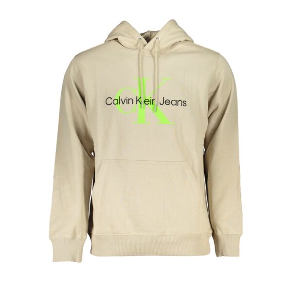 Calvin Klein Mens Monogram Hoodie J30j300015 - Tan Cotton - Size Small