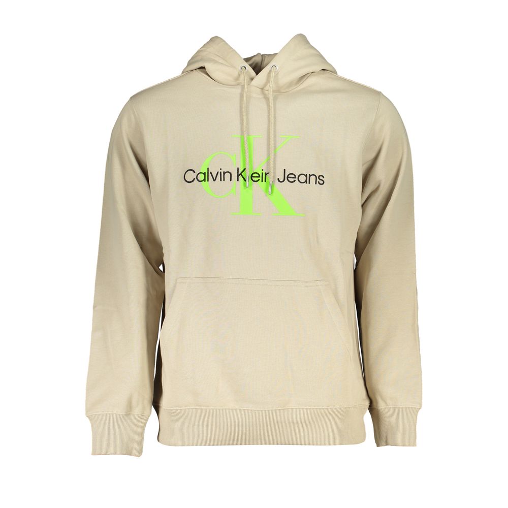Calvin Klein Mens Monogram Hoodie J30j300015 - Tan Cotton - Size Small