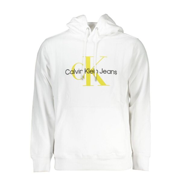 Calvin Klein Mens Monogram Hoodie Casual Style - White Cotton - Size X-Large