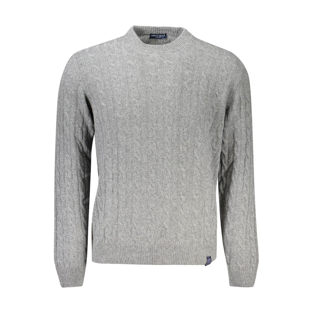 North Sails Mens Cable Knit Crew Neck Sweater - Grey Cashmere - Size 2XL