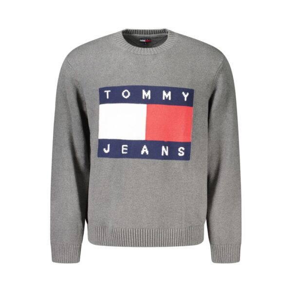 Tommy Hilfiger Mens Logo Crew Neck Cotton Blend Sweater - Grey - Size Large