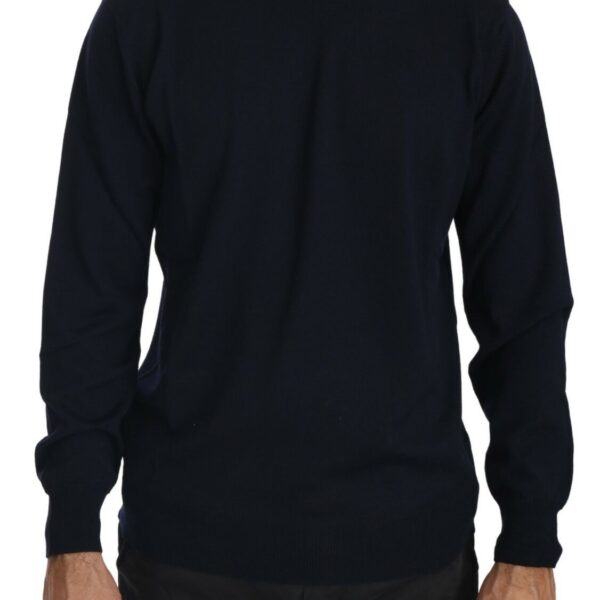 Mila Schon Mens Mock Neck Sweater Solid Navy Wool - Size EU 50 (Mens)