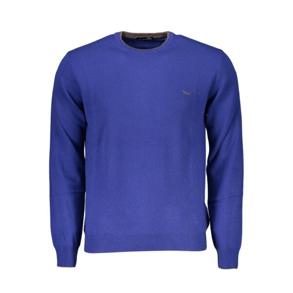 Harmont & Blaine Mens Crew Neck Jumper Solid Blue - Medium Blue Cotton - Size 2XL