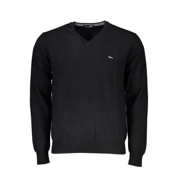 Harmont & Blaine Mens Vneck Knit Sweater Casual Style - Black Cotton - Size 2XL
