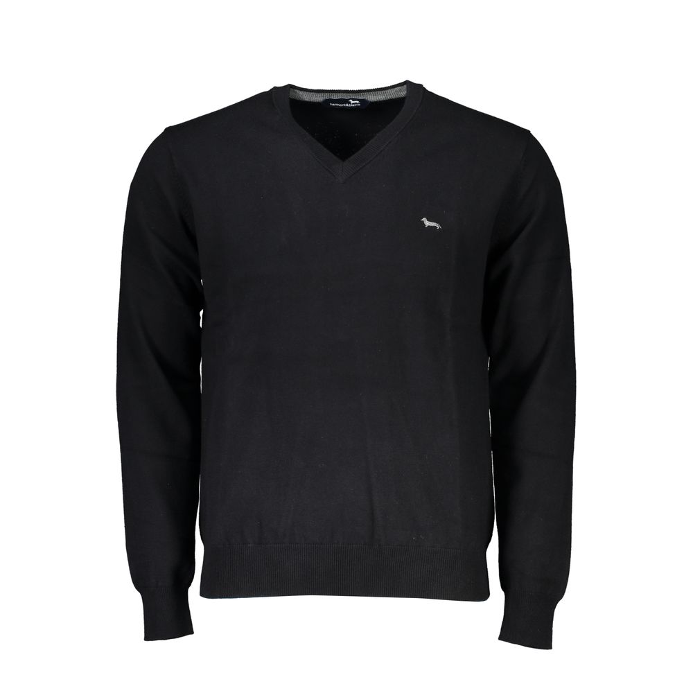 Harmont & Blaine Mens Vneck Knit Sweater Casual Style - Black Cotton - Size 2XL