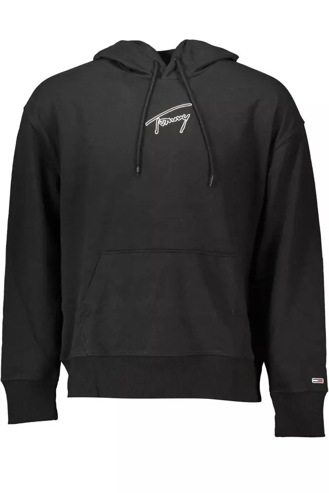 Tommy Hilfiger Mens Signature Hoodie - Black Cotton - Size 2XL