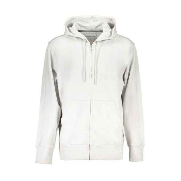 Calvin Klein Mens Zipup Hoodie Casual Style - Light Grey Cotton - Size X-Large