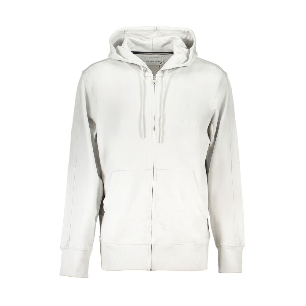 Calvin Klein Mens Zipup Hoodie Casual Style - Light Grey Cotton - Size X-Large