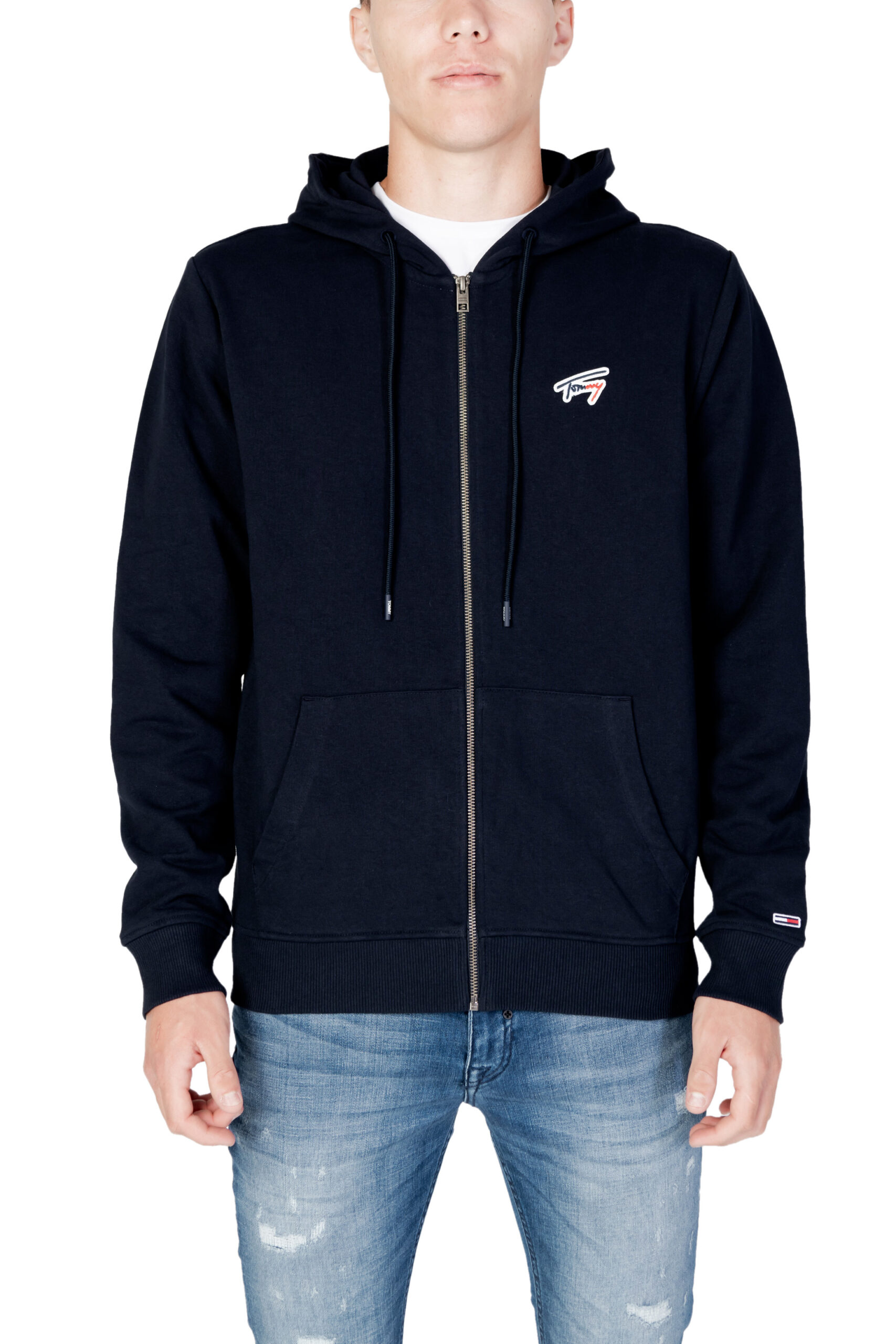 Tommy Hilfiger Mens Zipup Hoodie Mw0mw21845 - Dark Blue Cotton - Size Small