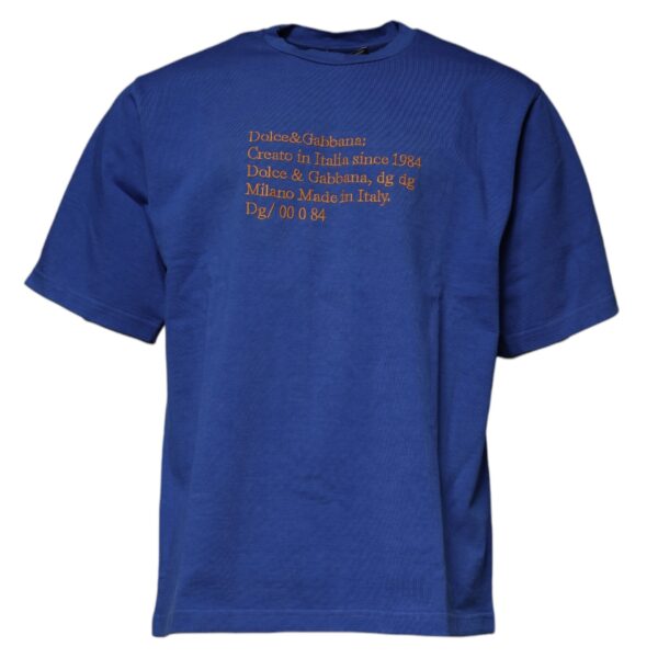 Dolce & Gabbana Mens Crew Neck Tshirt Tsh87517 - Medium Blue Cotton - Size EU 52 (Mens)