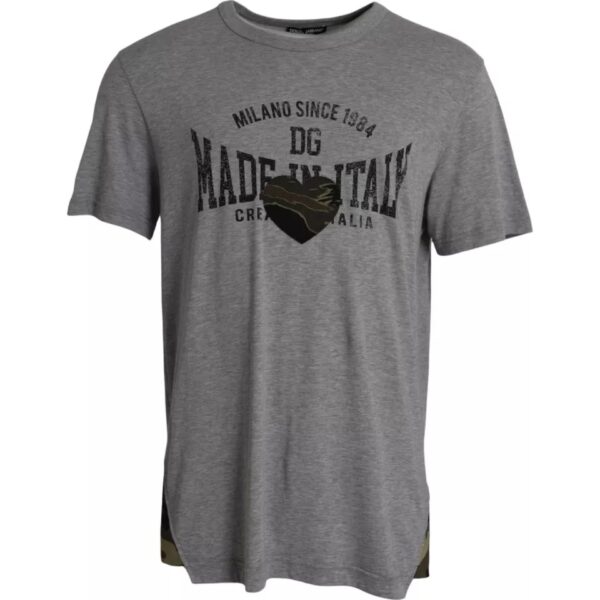 Dolce & Gabbana Mens Made In Italy Tshirt Grey Camo Heart Cotton - Size EU 54 (Mens)