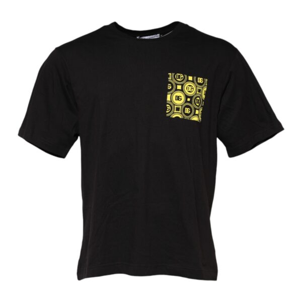 Dolce & Gabbana Mens Tshirt With Pocket - Black Cotton - Size EU 48 (Mens)