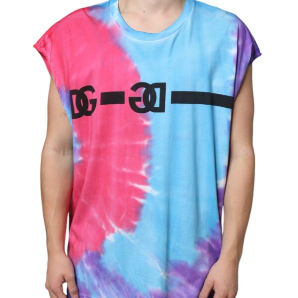 Dolce & Gabbana Mens Tiedye Short Sleeve Crew Neck Tee - Light Pink Cotton - Size EU 52 (Mens)