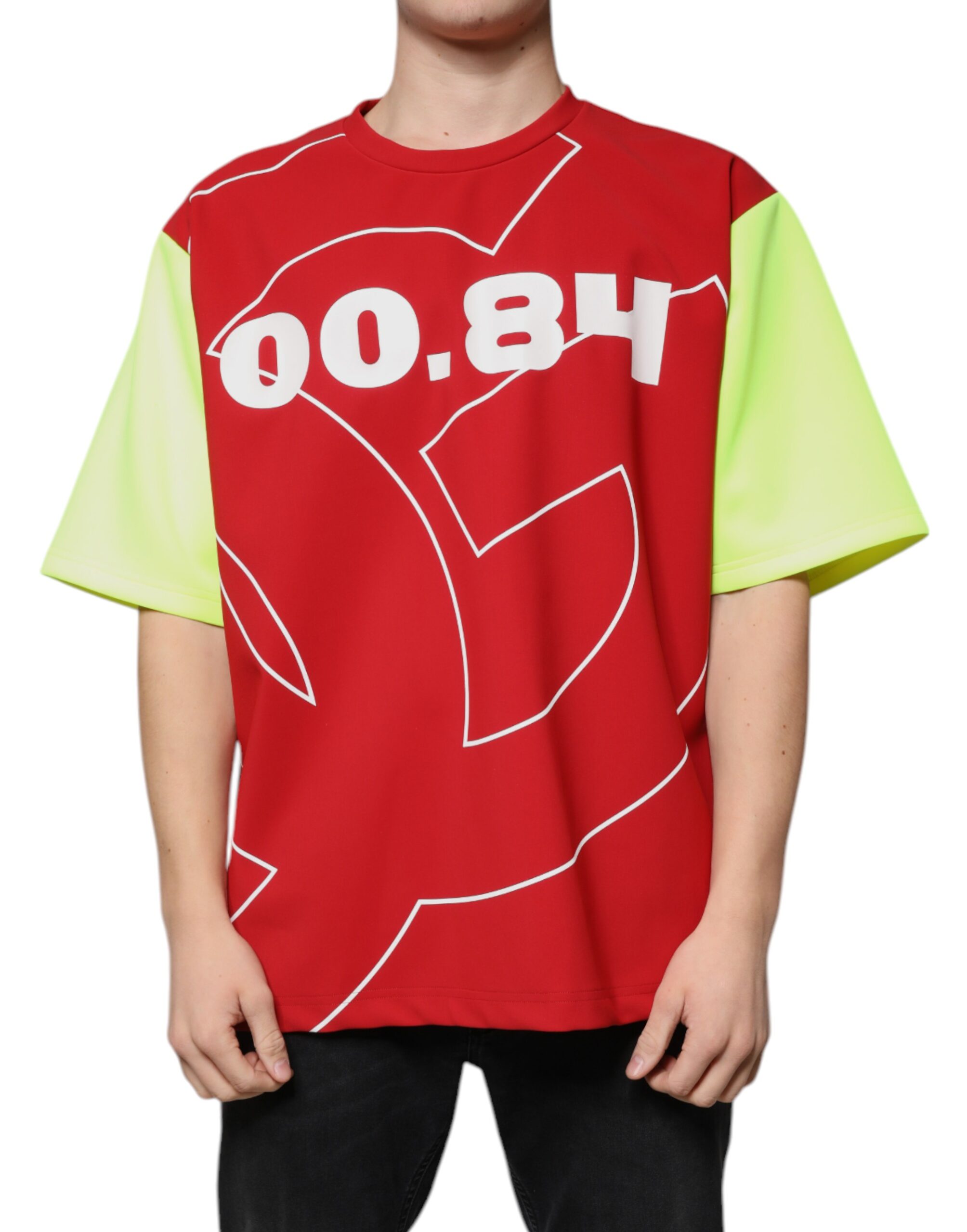 Dolce & Gabbana Mens 0084 Graphic Tee Short Sleeve - Red Cotton - Size EU 50 (Mens)