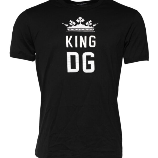 Dolce & Gabbana Mens King Dg Graphic Tee - Black Cotton - Size EU 48 (Mens)