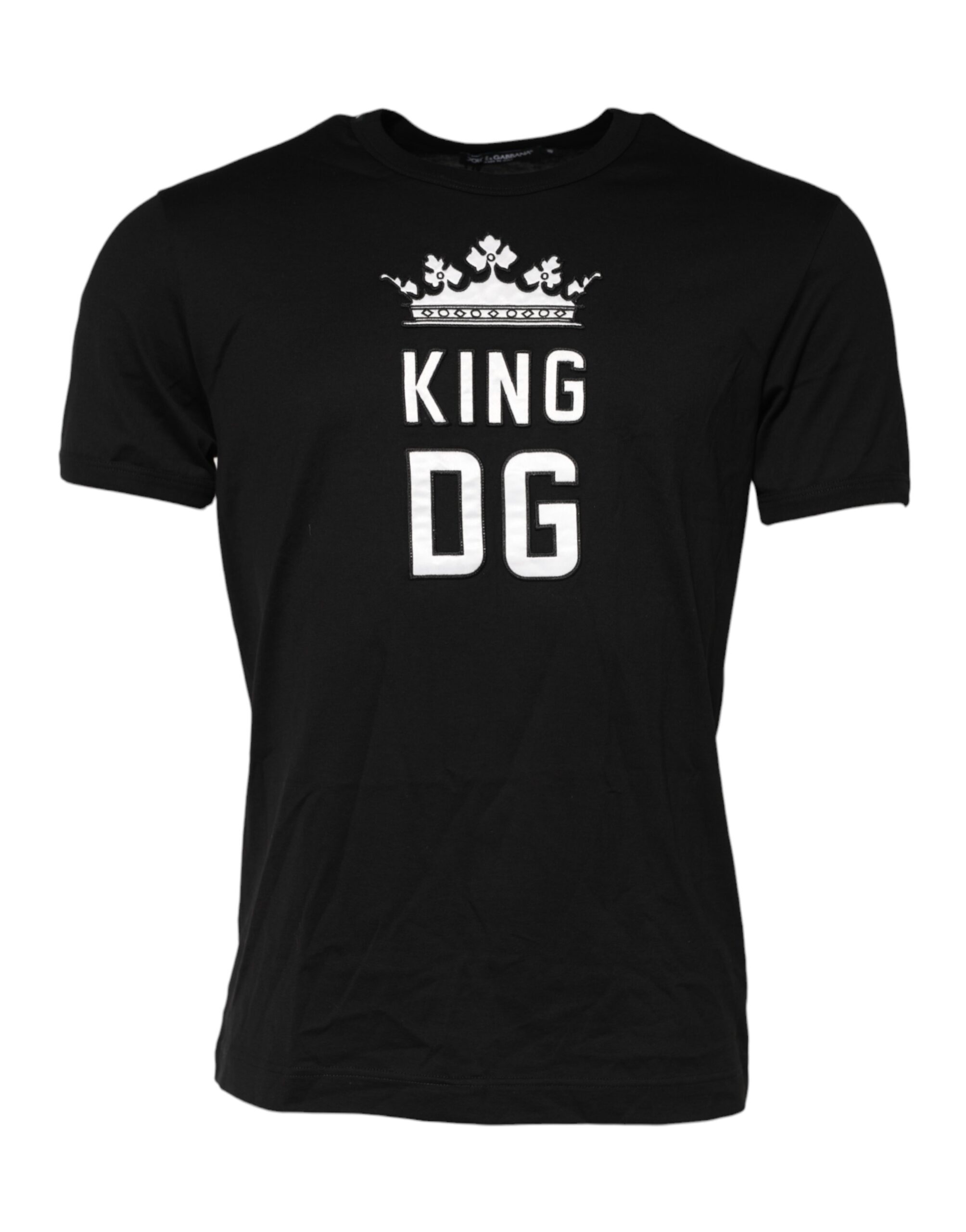 Dolce & Gabbana Mens King Dg Graphic Tee - Black Cotton - Size EU 48 (Mens)