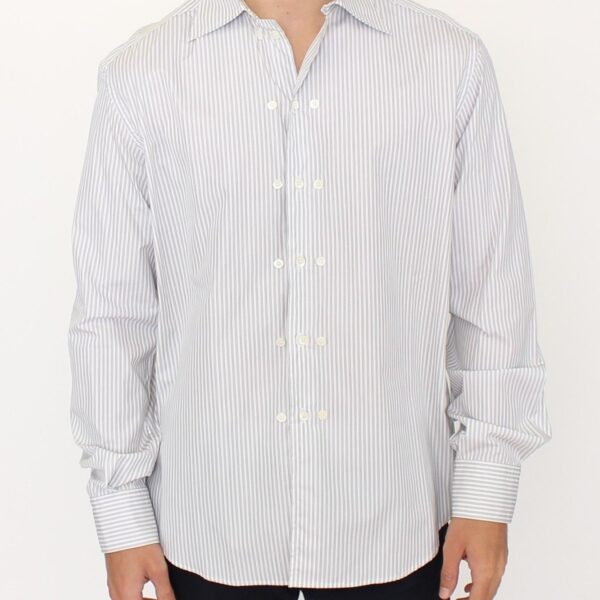 Ermanno Scervino Mens Classic Stripe Dress Shirt - White Cotton - Size EU 50 (Mens)