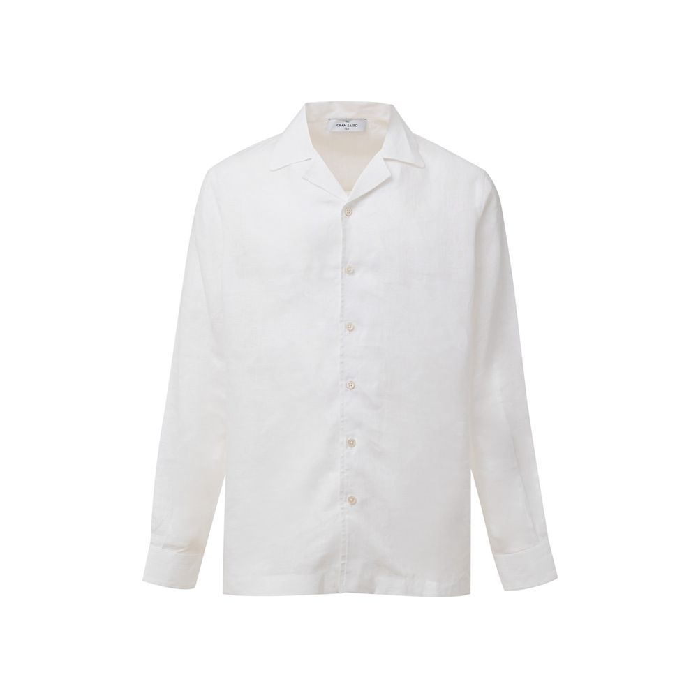 Gran Sasso Mens Linen Buttonup Long Sleeve Shirt - White - Size EU 50 (Mens)