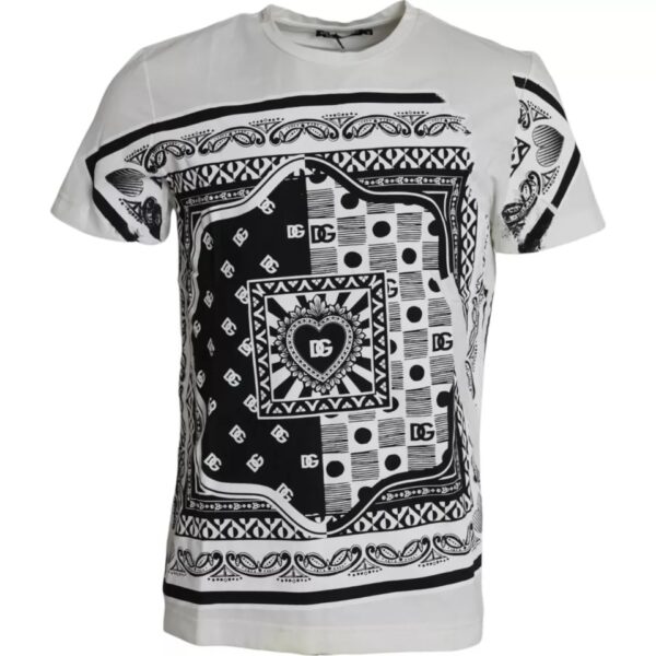 Dolce & Gabbana Mens Bandana Print Tshirt - White Cotton - Size EU 48 (Mens)