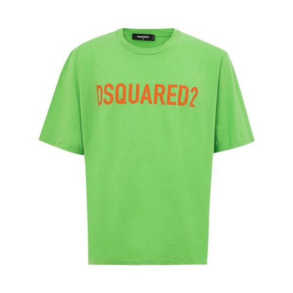 Dsquared2 Mens Logo Tee Shirt - Lime Green Cotton - Size Medium