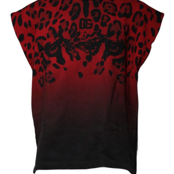 Dolce & Gabbana Mens Leopard Print Top Tsh87574 - Dark Red Cotton - Size EU 46 (Mens)