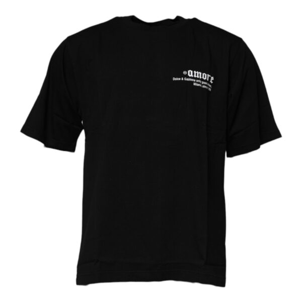 Dolce & Gabbana Mens Amore Short Sleeve Graphic Tee - Black Cotton - Size EU 44 (Mens)