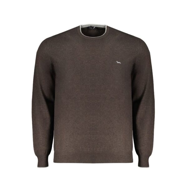 Harmont & Blaine Mens Crew Neck Jumper Brown Melange - Grey Cashmere - Size X-Large