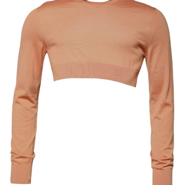 Dolce & Gabbana Mens Cropped Knit Sweater Long Sleeves - Beige Wool - Size EU 48 (Mens)
