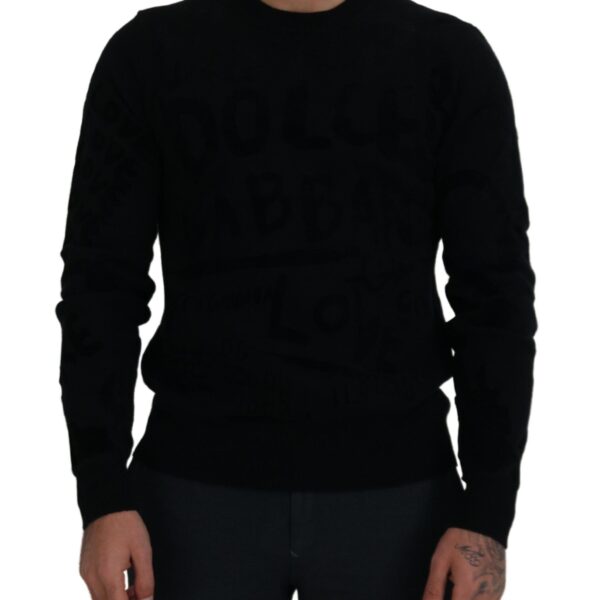 Dolce & Gabbana Mens Black Graffitiprint Sweater Tsh83110 Wool - Size EU 48 (Mens)