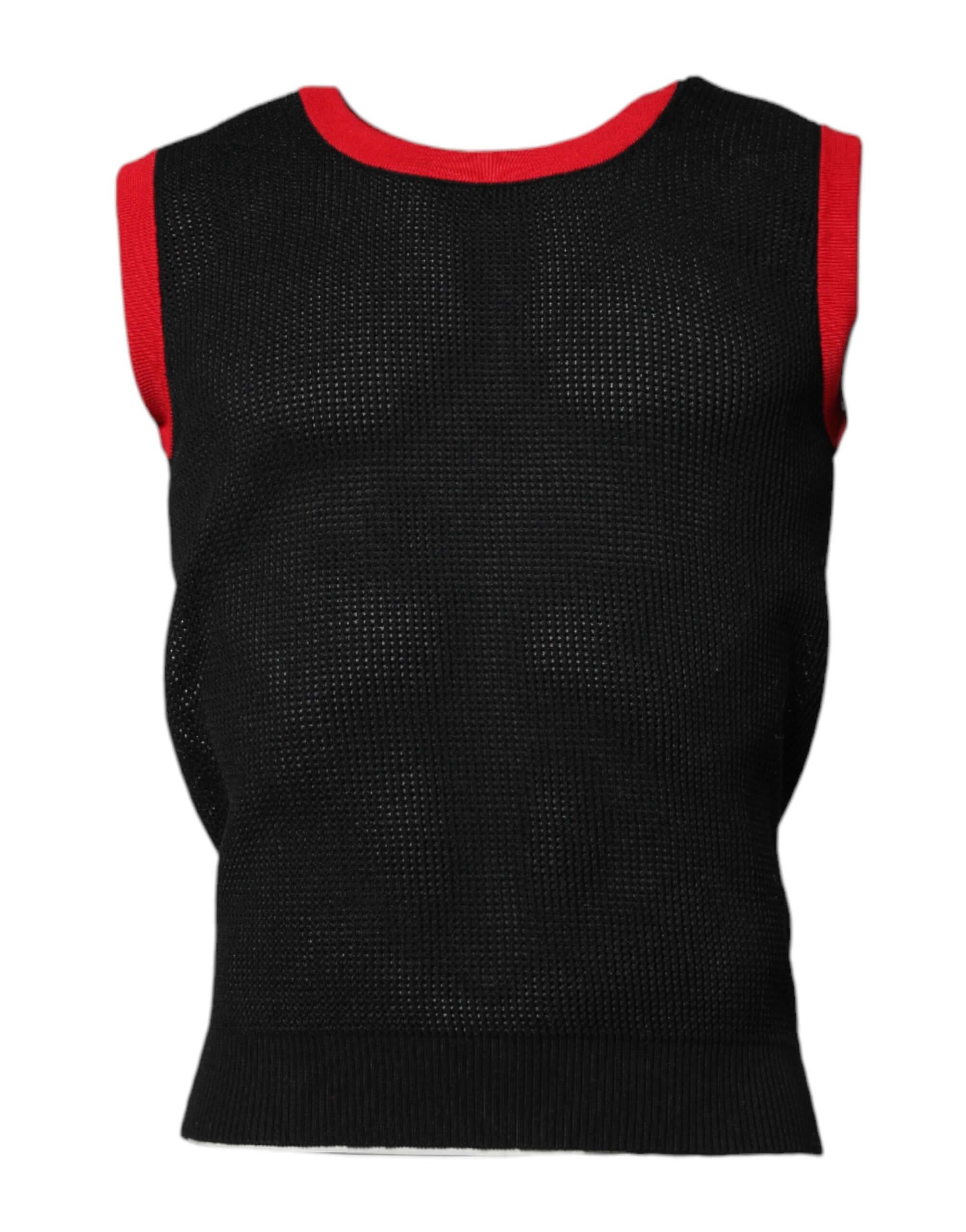 Dolce & Gabbana Mens Knit Sleeveless Sweater - Black Cotton - Size EU 48 (Mens)