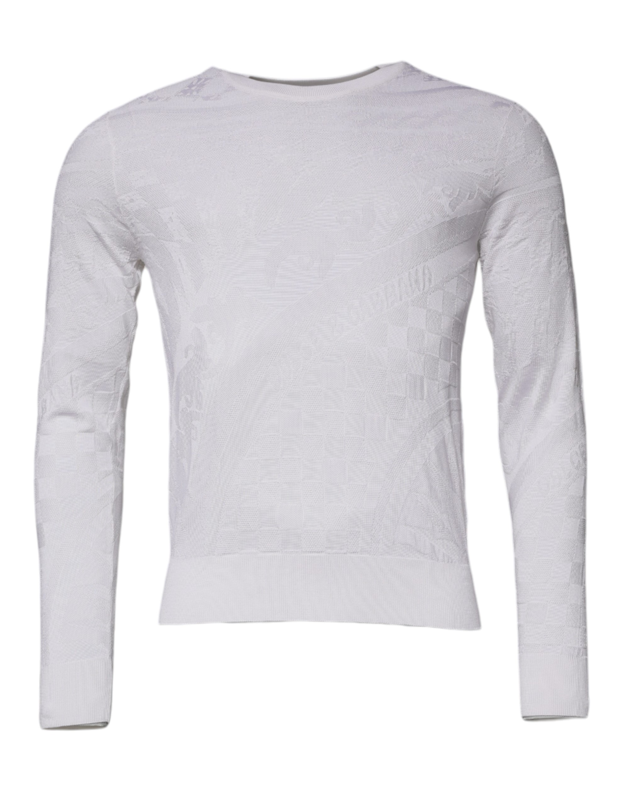Dolce & Gabbana Mens Knitwear Sweater Embossed Pattern - White Silk - Size EU 54 (Mens)