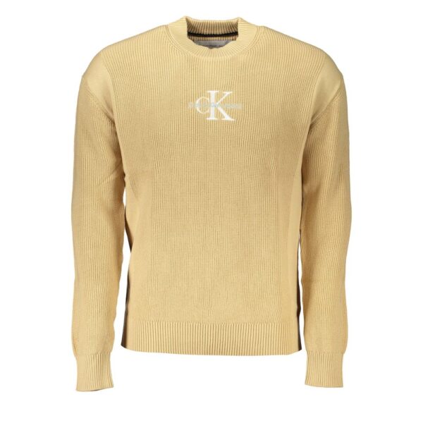 Calvin Klein Mens Crew Neck Sweater Style K50k507136 - Beige Cotton - Size 2XL