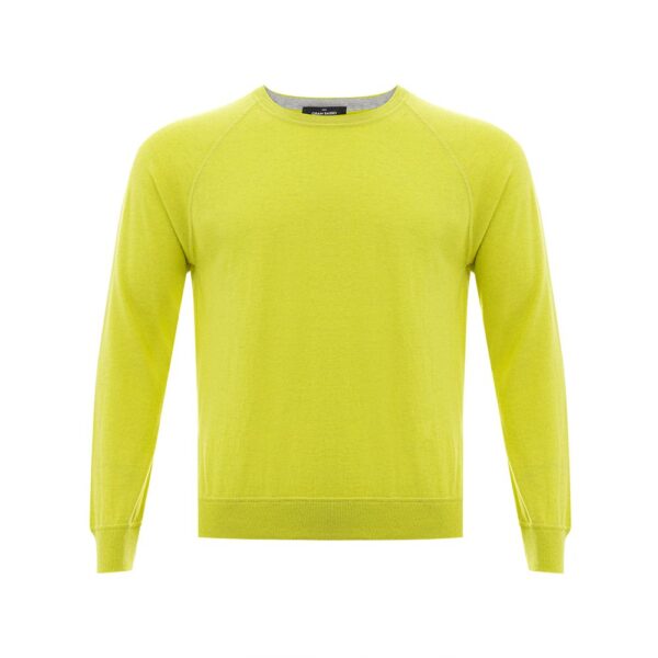 Gran Sasso Mens Crew Neck Raglan Lime Sweater - Lime Green Cotton - Size EU 50 (Mens)